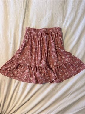 Girls Floral Tiered Skirt in Dusty Rose